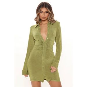 Green Button Down T Shirt Dress M
